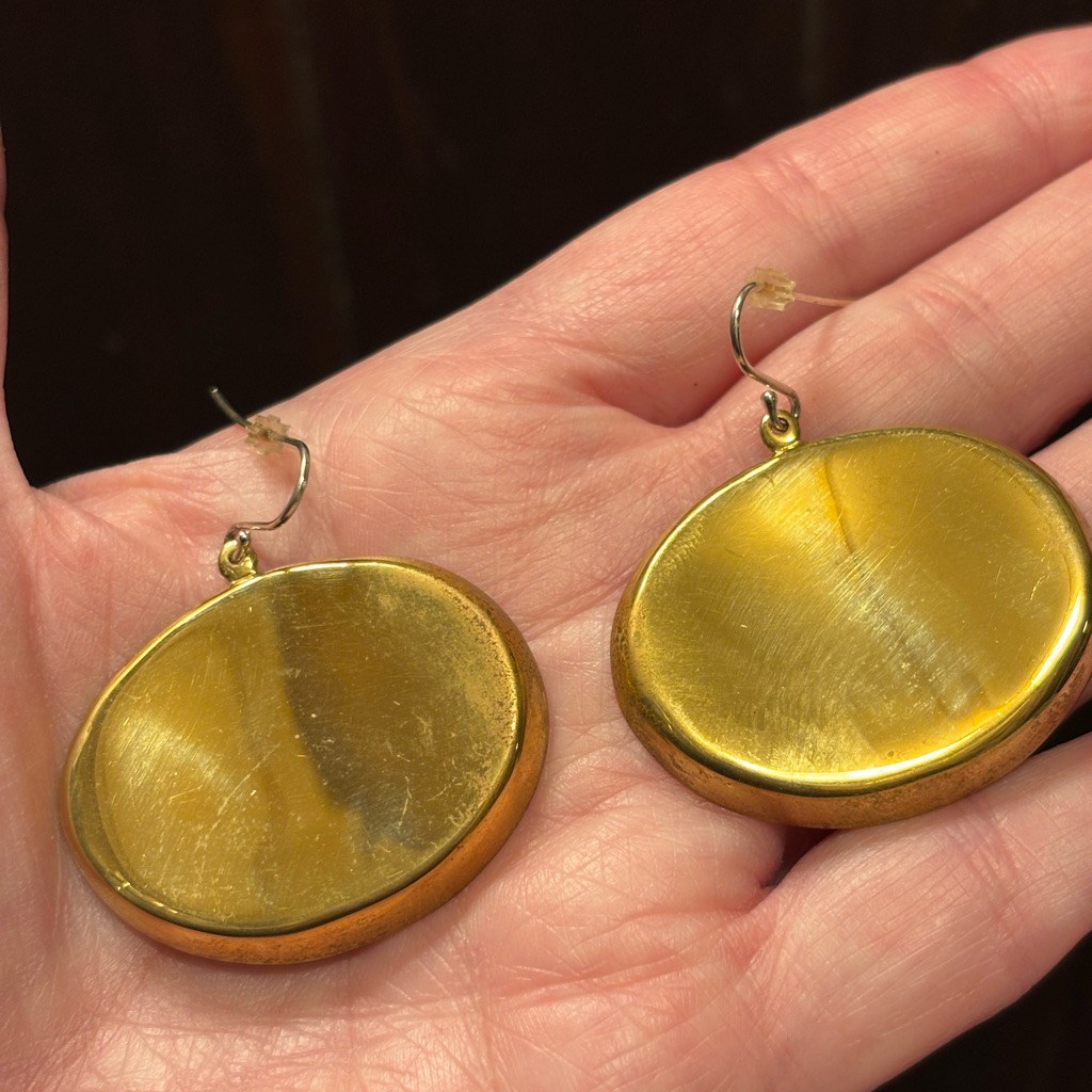 Rlm Studio Polished Brass Oval Disk Earrings, Nfs